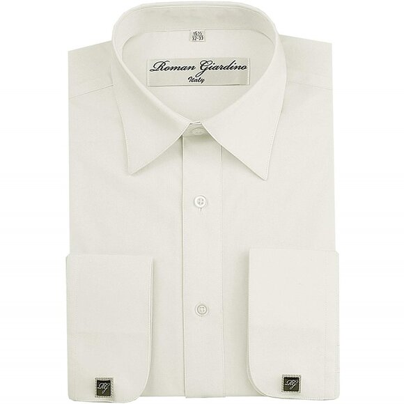 Men's Dress Shirts Convertible Long Sleeve Botton Down - Ash - Picture 1 of 6